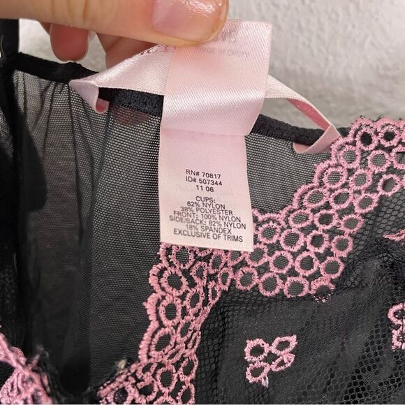Victoria’s Secret Black Sheer with Pink Detail Lingerie Slip Dress - Picture 6 of 7